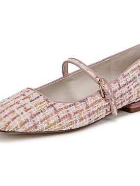 Franco Sarto Womens Pink Tweed Multi Faux Leather Tinsley Mary Jane Ballet Flats